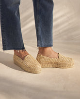 Raffia Stripes Double Sole Espadrilles |