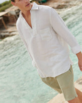 Camicia Nassau Con Scollo A Polo in Lino |