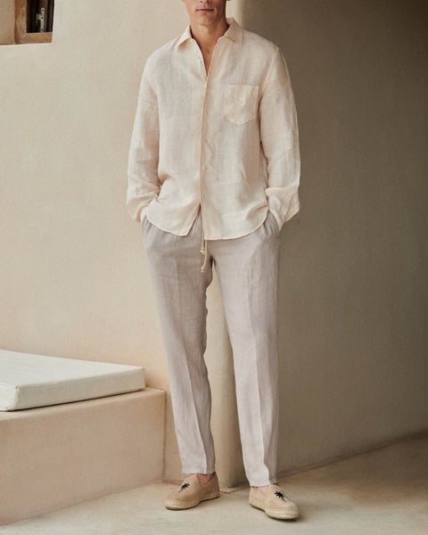 MANEBI - Washed Linen Panama Shirt Spanish Villa