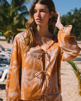 Printed Cotton Cancun Shirt - Sunbaked & Cream Pink Maxi Palm | 