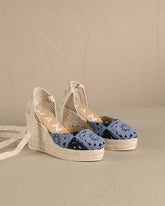 Cotton Crochet<br />Wedge Espadrilles - Women’s Shoes | 