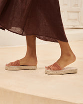 Raffia Stripes Double Sole Slides - Women’s New Shoes | 