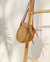 Raffia & Leather Tamburine Bag Mini |