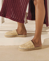 Coarse Woven Raffia Chunky Mules |