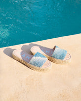 Distressed Woven Cotton Double Sole Slides |