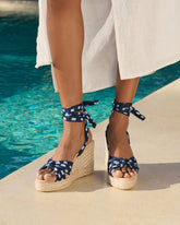 Silk Wedge Espadrilles With Knot |