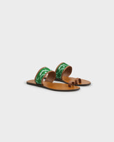 Cotton Bandana & Leather Toe Ring Sandals |
