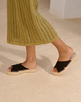 Suede Double Sole<br />Crossed Bands Sandals |