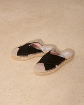Suede Double Sole<br />Crossed Bands Sandals |