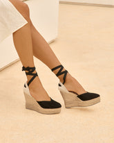 Soft Suede Heart-Shaped Wedge Espadrilles |