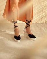 Soft Suede Heart-Shaped Wedge Espadrilles |