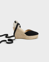 Espadrillas con Zeppa e Scollo a Cuore in Pelle Scamosciata |