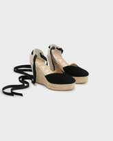 Espadrillas con Zeppa e Scollo a Cuore in Pelle Scamosciata |