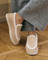 Suede Loafers Espadrilles With Faux Fur |