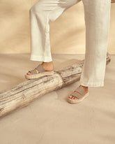 Suede Double Sole<br />Two Bands Sandals |