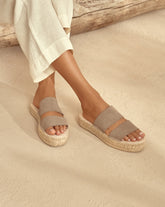 Suede Double Sole<br />Two Bands Sandals |