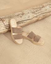 Suede Double Sole<br />Two Bands Sandals |