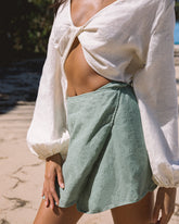 Linen Posadas Skirt - Mineral Green | 