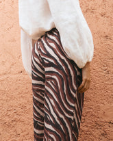 Pantaloni Marbella in Voile Stampato di Cotone e Seta |