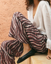 Pantaloni Marbella in Voile Stampato di Cotone e Seta |