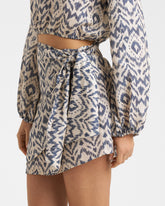 Gonna Azul in Lino Stampato |