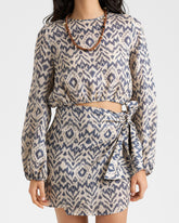 Gonna Azul in Lino Stampato |