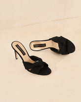 Sophie Suede Knot Mule Heels |