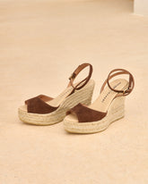 Viky Soft Suede Open Toe<br />Wedge Espadrilles |