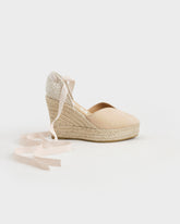 Espadrillas con Zeppa e Scollo a Cuore in Pelle Scamosciata |