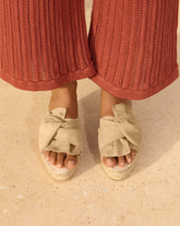Soft Suede Platforms With Knot |
