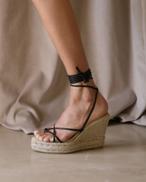Sienna Leather Thongs Lace-Up<br />Wedge Espadrilles |