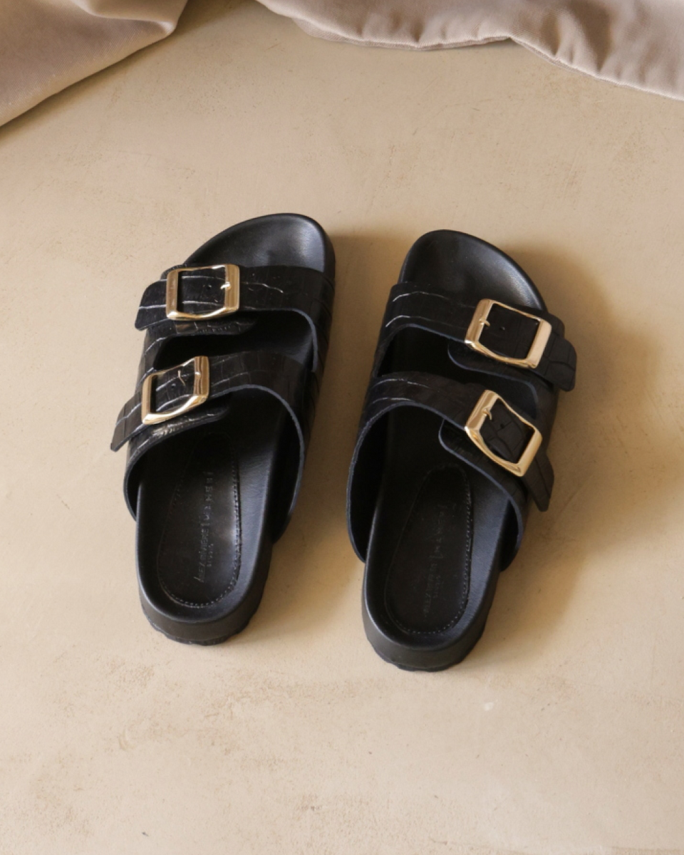 Manebí | Carine Croco Embossed Patent Leather Traveler Nordic
