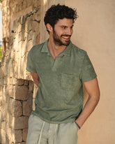 Terry Cotton Olive Polo Shirt - Made in Portugal Kaki Terry Cotton | 
