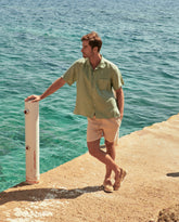 Washed Linen Havana Camp-Collar Shirt |