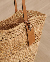 Weaving Raffia & Leather Basket Bag - Bags | 