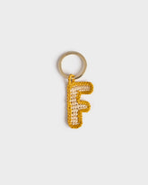 Natural Raffia Letter F Charm Keyring |