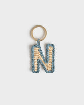 Natural Raffia Letter N Charm Keyring |