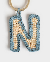 Natural Raffia Letter N Charm Keyring |