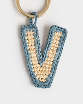 Natural Raffia Letter V Charm Keyring |