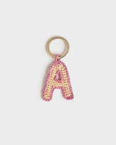 Natural Raffia Letter A Charm Keyring |