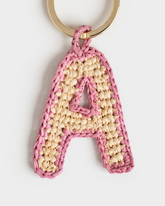 Natural Raffia Letter A Charm Keyring |