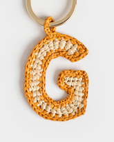 Natural Raffia Letter G Charm Keyring |