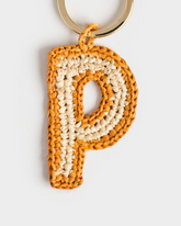 Natural Raffia Letter P Charm Keyring |