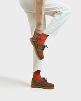 Mocassini in Suede e Montone con Suola Carrarmato |