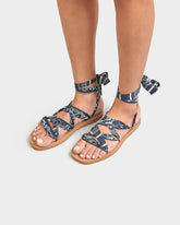 Eva And Cotton Bandana Tie-Up Sandals |