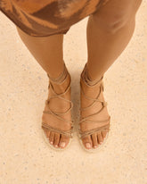 Suede & Jute Lace-Up Sandals |