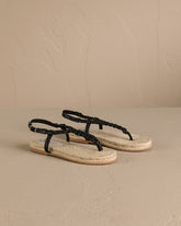 Leather and Jute Ankle Strap Sandals |