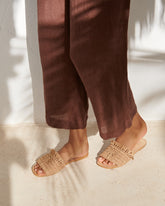 Fringed Knots Raffia<br />and Leather Sandals - Women’s New Shoes | 