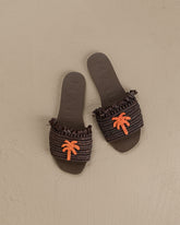 Fringed Knots Raffia and Leather Sandals |