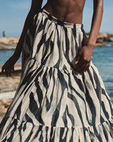 Printed Silk Cotton Voile Recife Skirt - Black Off White Maxi Zebra | 